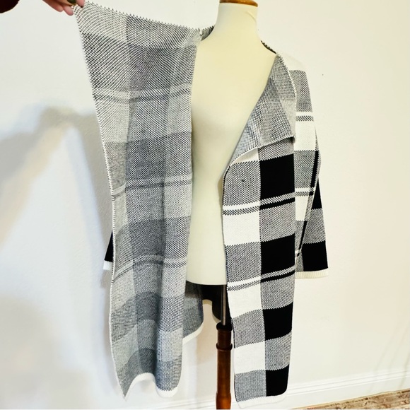 De Philo Black & White Plaid Draped Sweater Jacket Oversized Cardigan Size S - Picture 6 of 13